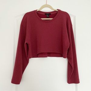Forever 21 Crop Sweater Top in Burgundy